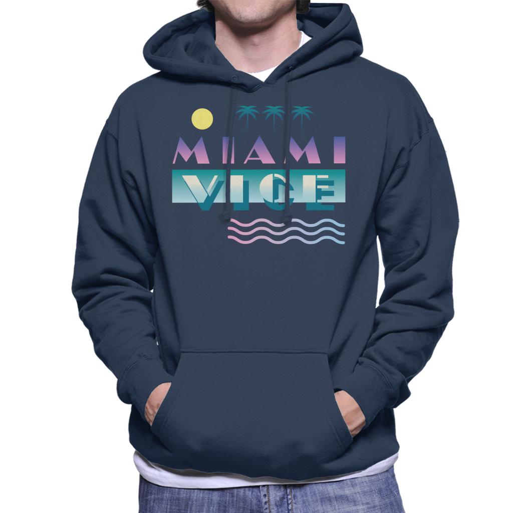 Miami Vice Logo With Sun And Palm Trees Men's Hooded Sweatshirt-ALL + EVERY