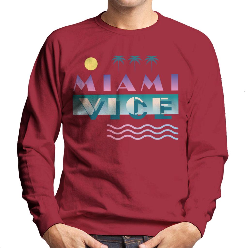 Miami Vice Logo With Sun And Palm Trees Men's Sweatshirt-ALL + EVERY