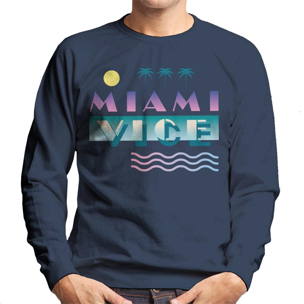 Miami Vice Logo With Sun And Palm Trees Men's Sweatshirt-ALL + EVERY