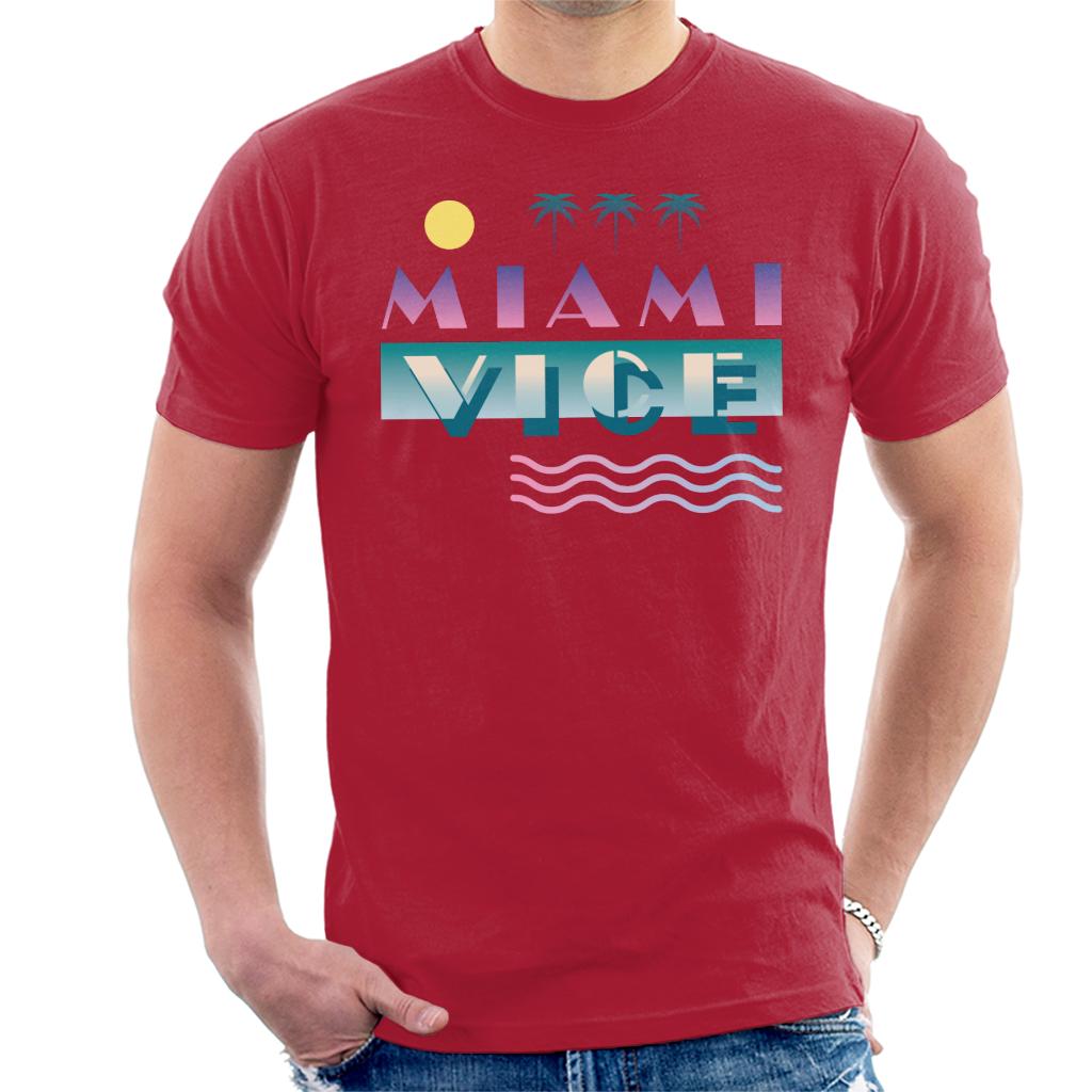 Miami Vice Logo With Sun And Palm Trees Men's T-Shirt-ALL + EVERY