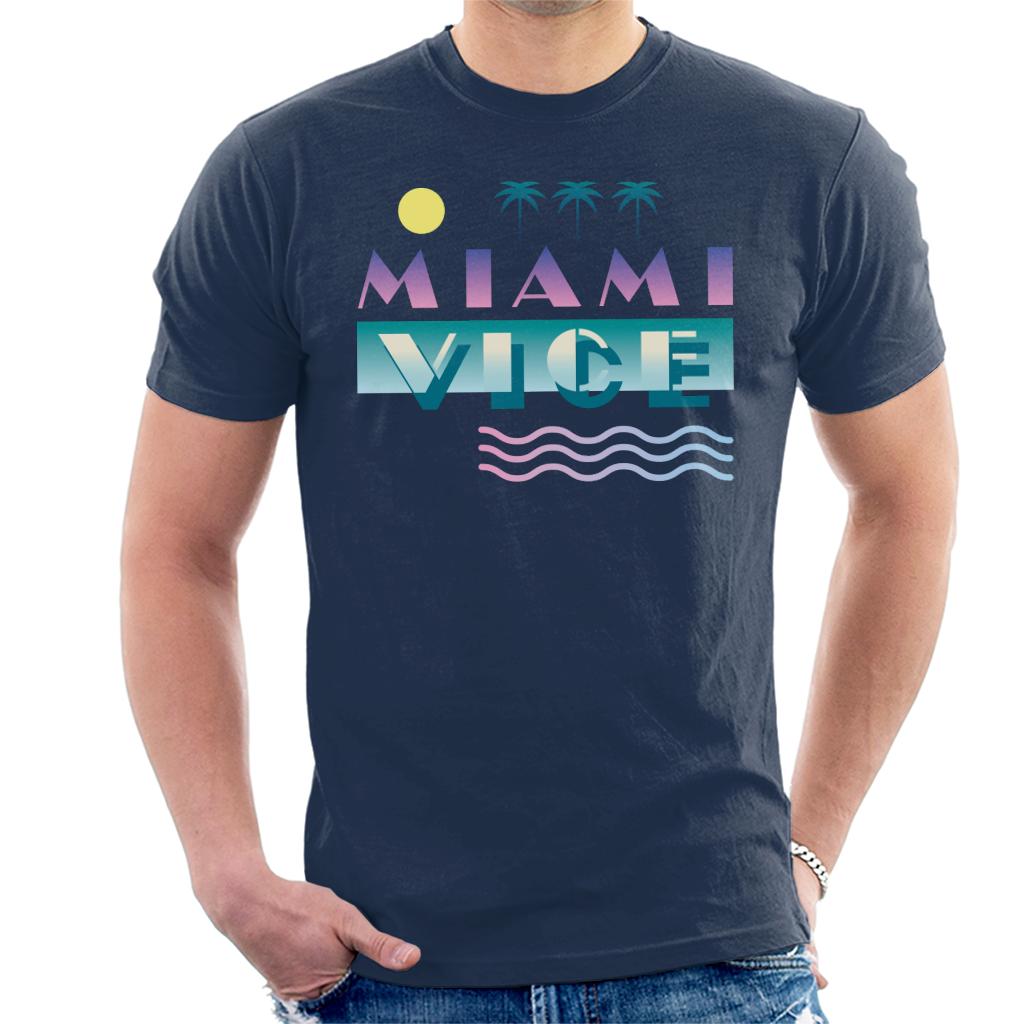 Miami Vice Logo With Sun And Palm Trees Men's T-Shirt-ALL + EVERY