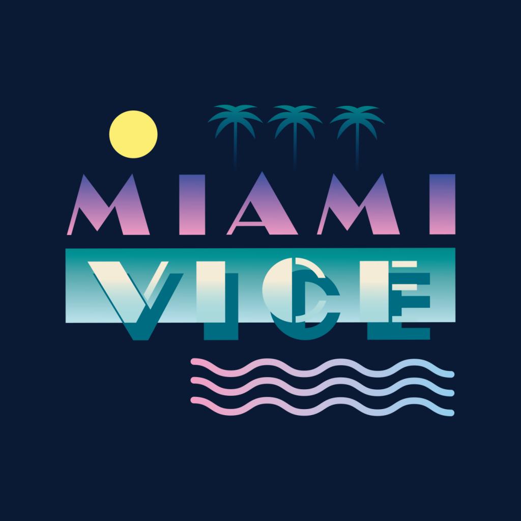 Miami Vice Logo With Sun And Palm Trees Men's T-Shirt-ALL + EVERY