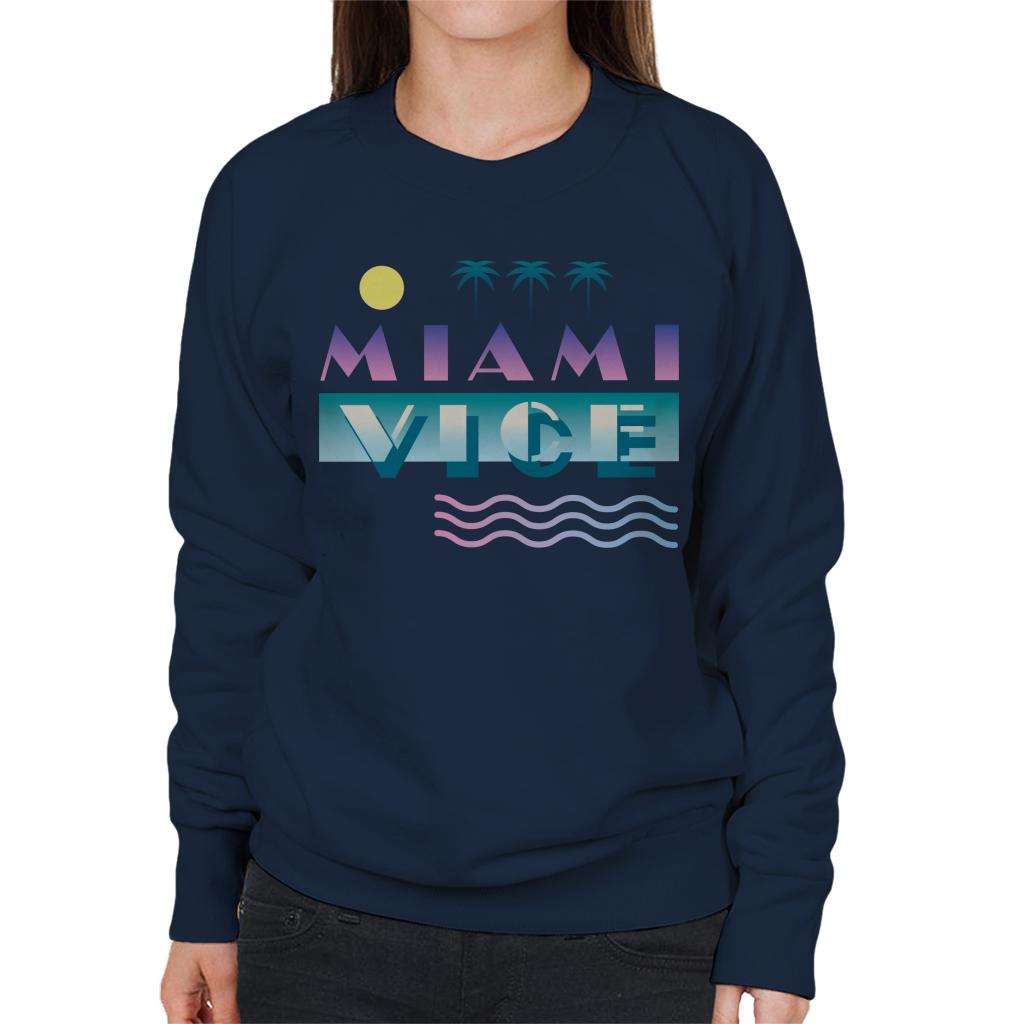 Miami Vice Logo With Sun And Palm Trees Women's Sweatshirt-ALL + EVERY