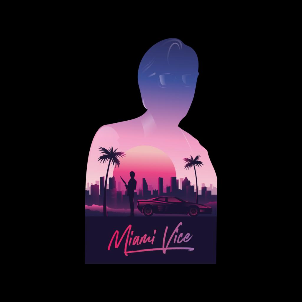 Miami Vice Sunset City Silhouette Men's T-Shirt-ALL + EVERY