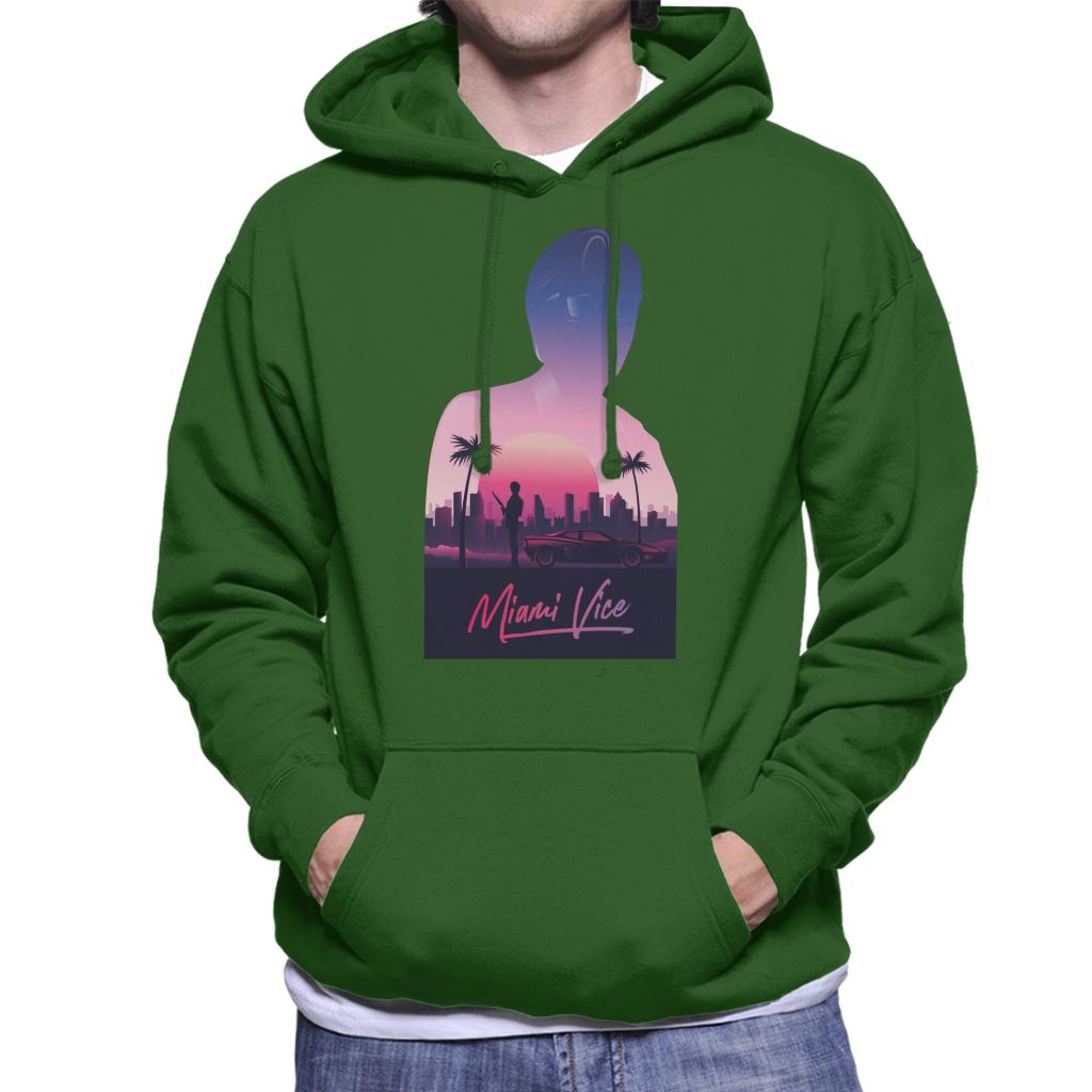 Miami Vice Sunset City Silhouette Men's Hooded Sweatshirt-ALL + EVERY