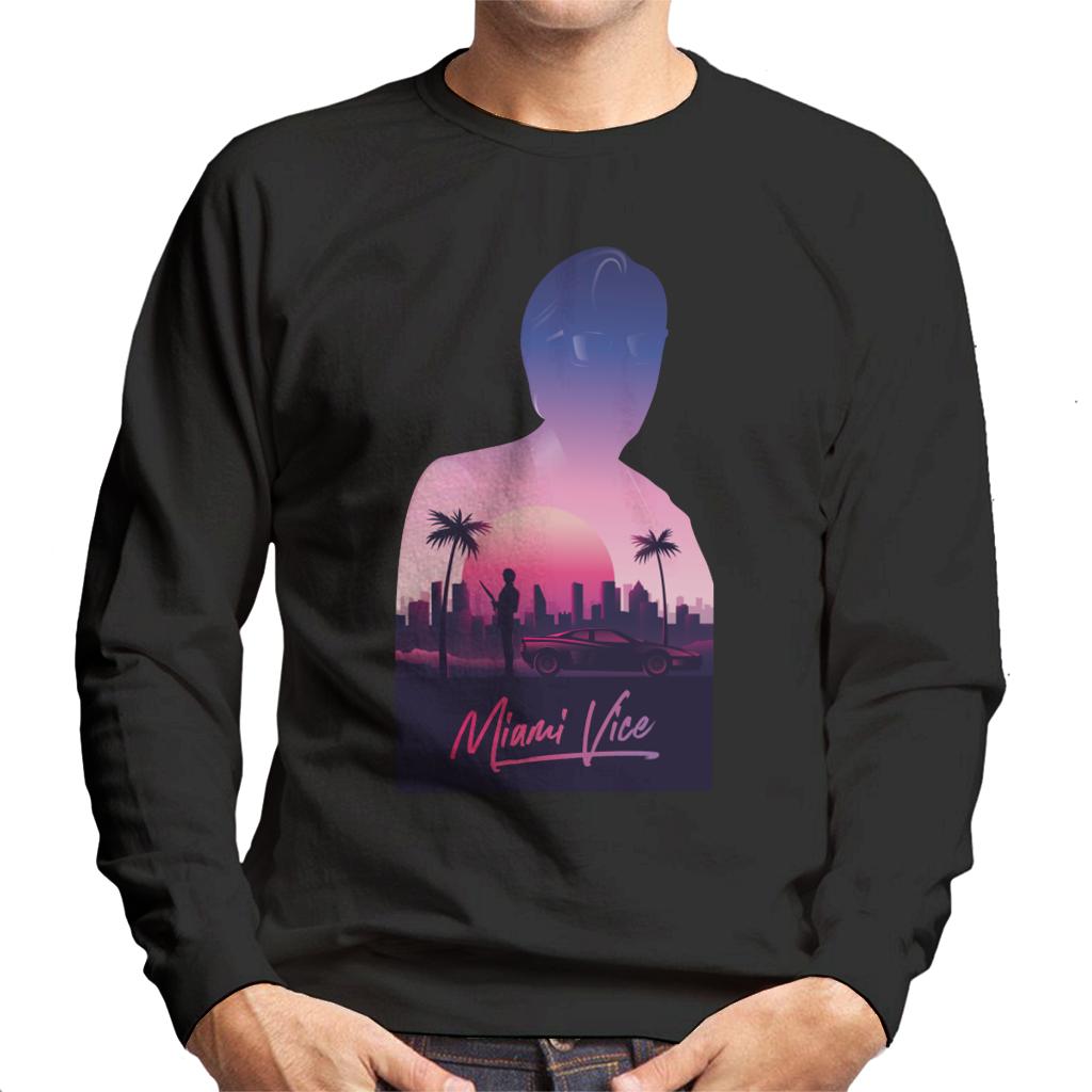 Miami Vice Sunset City Silhouette Men's Sweatshirt-ALL + EVERY