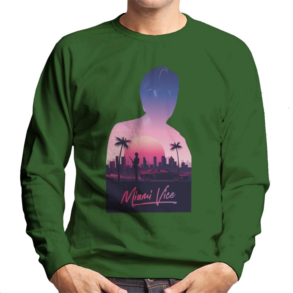 Miami Vice Sunset City Silhouette Men's Sweatshirt-ALL + EVERY