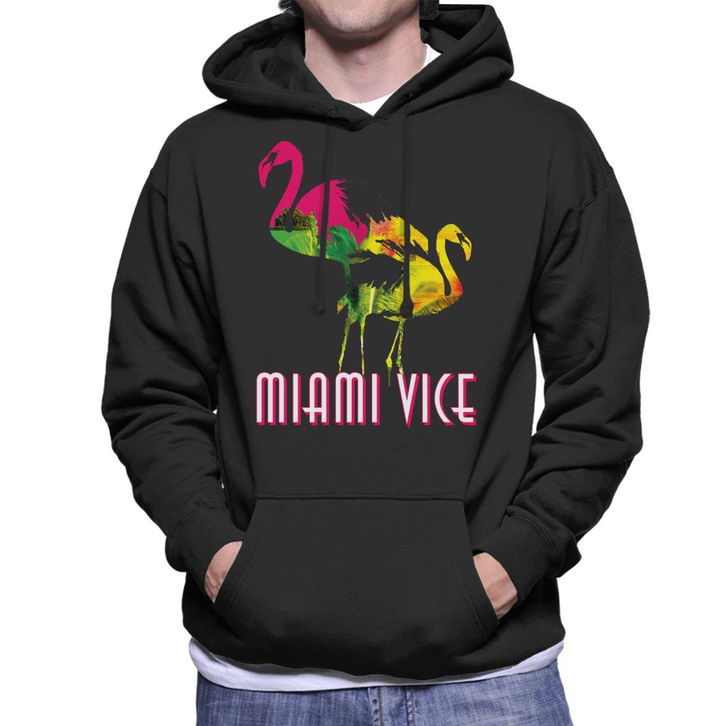 Miami Vice Flamingo Silhouette Men's Hooded Sweatshirt-ALL + EVERY