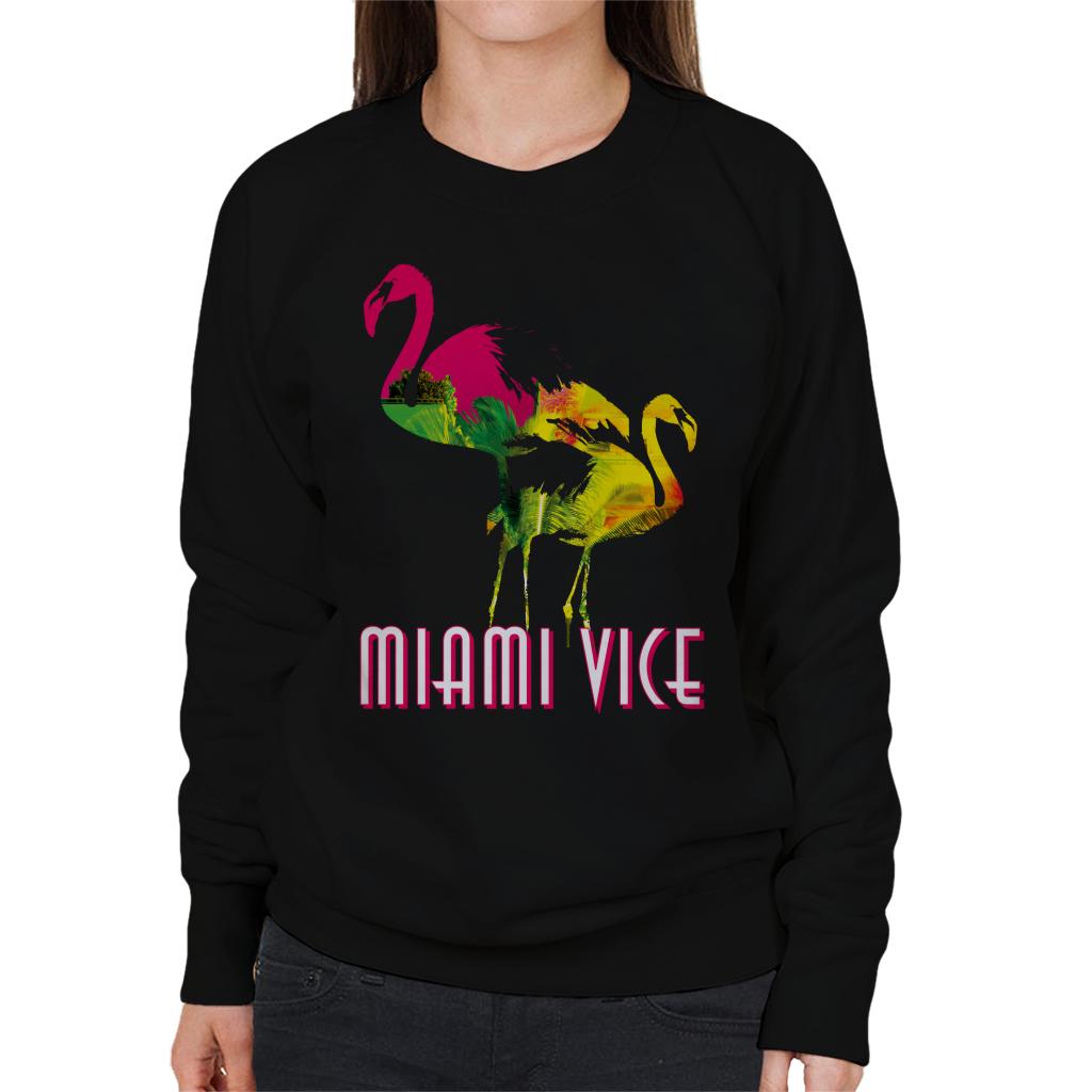 Miami Vice Flamingo Silhouette Women's Sweatshirt-ALL + EVERY