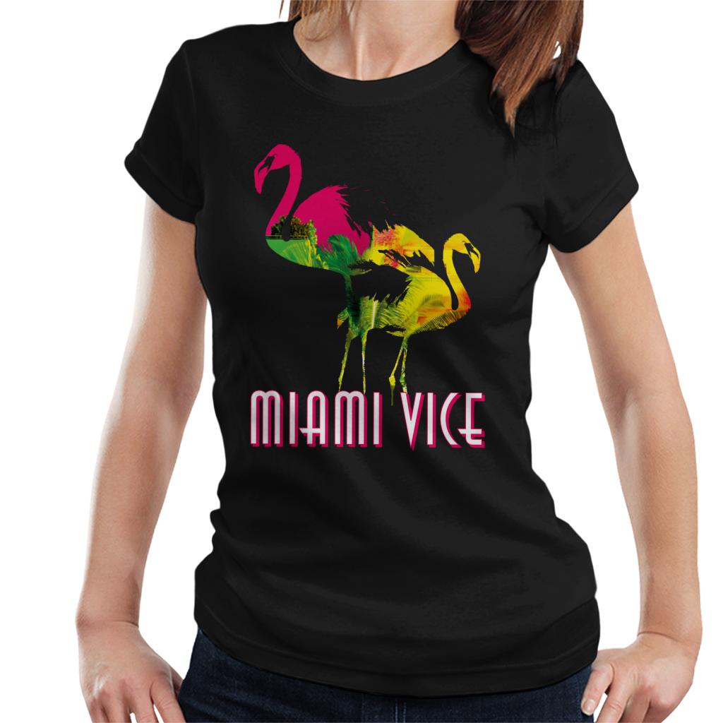 Miami Vice Flamingo Silhouette Women's T-Shirt-ALL + EVERY