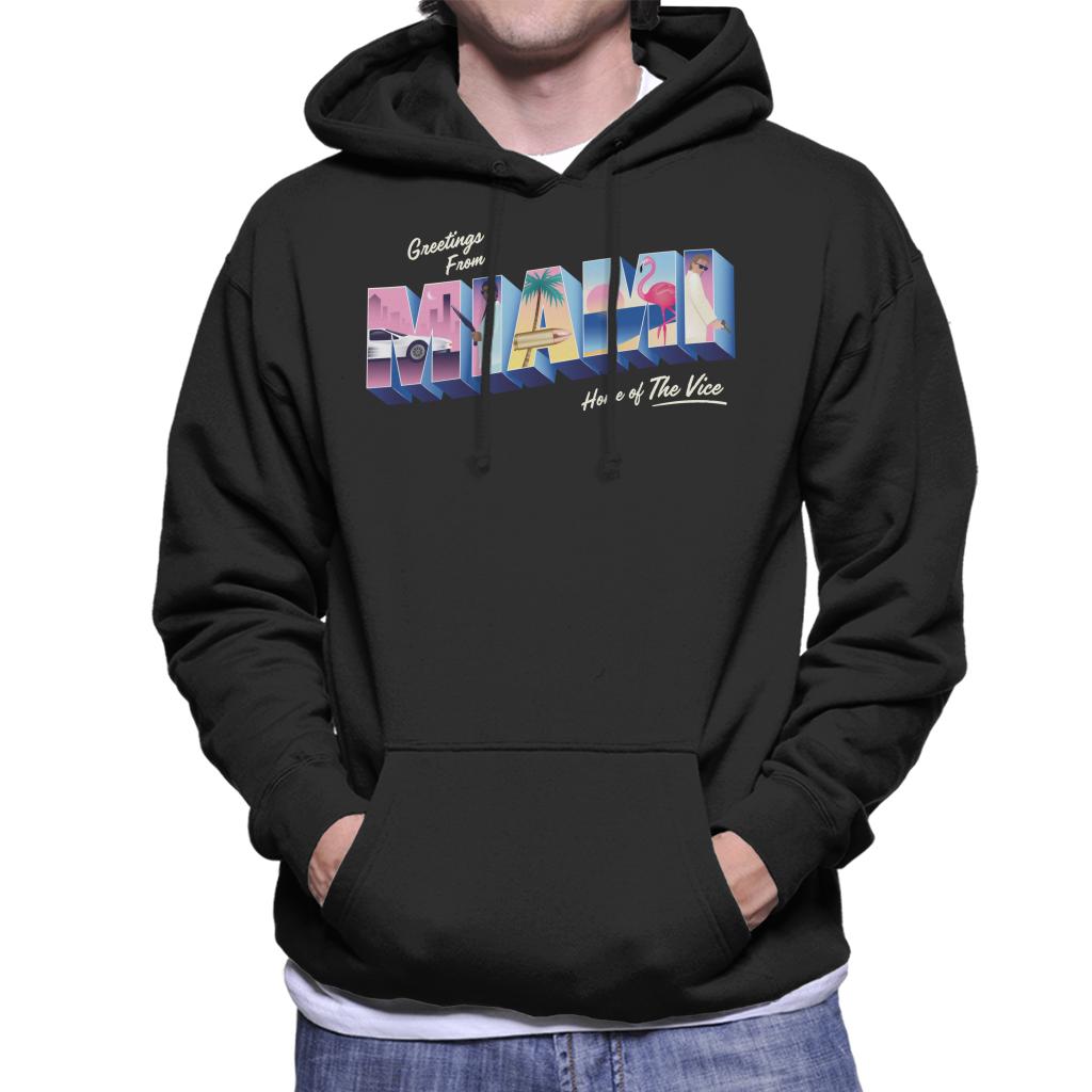 Miami Vice Greetings From Miami Home Of The Vice Men's Hooded Sweatshirt-ALL + EVERY