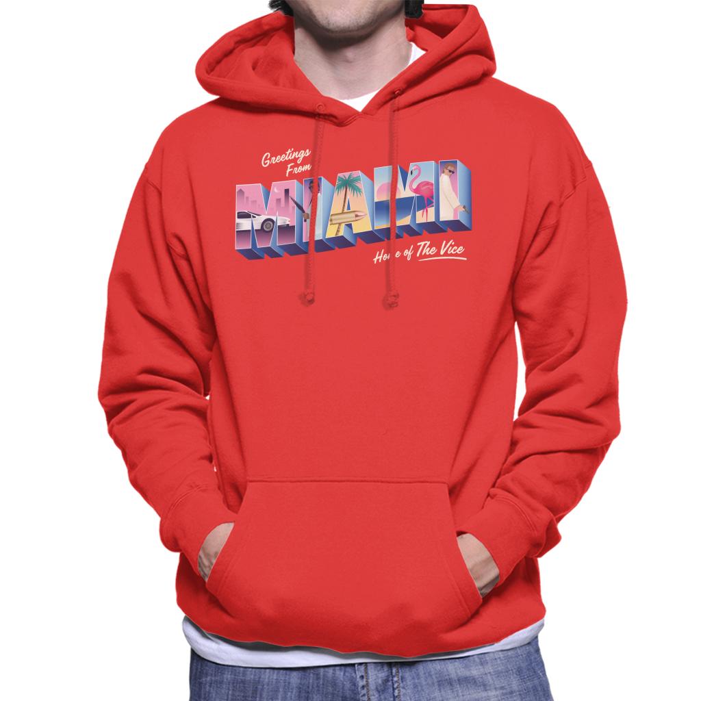 Miami Vice Greetings From Miami Home Of The Vice Men's Hooded Sweatshirt-ALL + EVERY