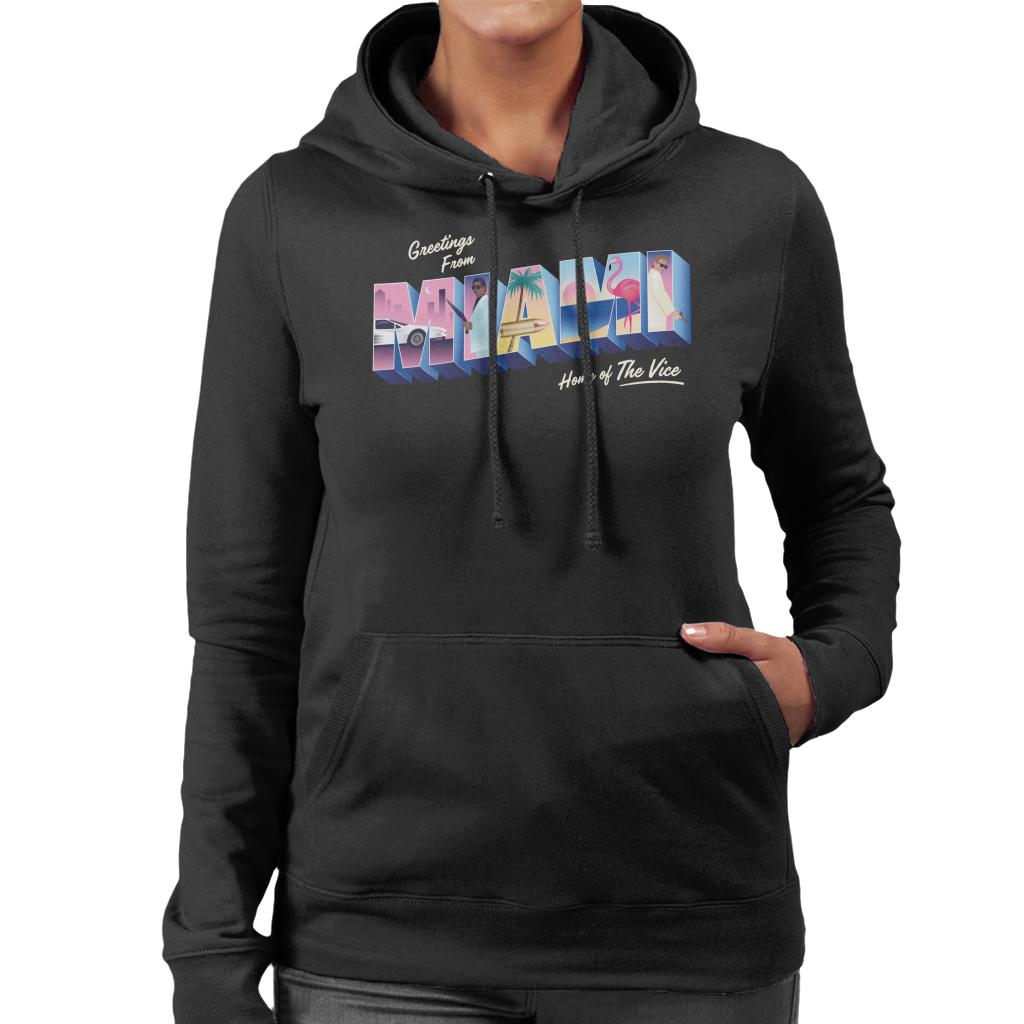 Miami Vice Greetings From Miami Home Of The Vice Women's Hooded Sweatshirt-ALL + EVERY