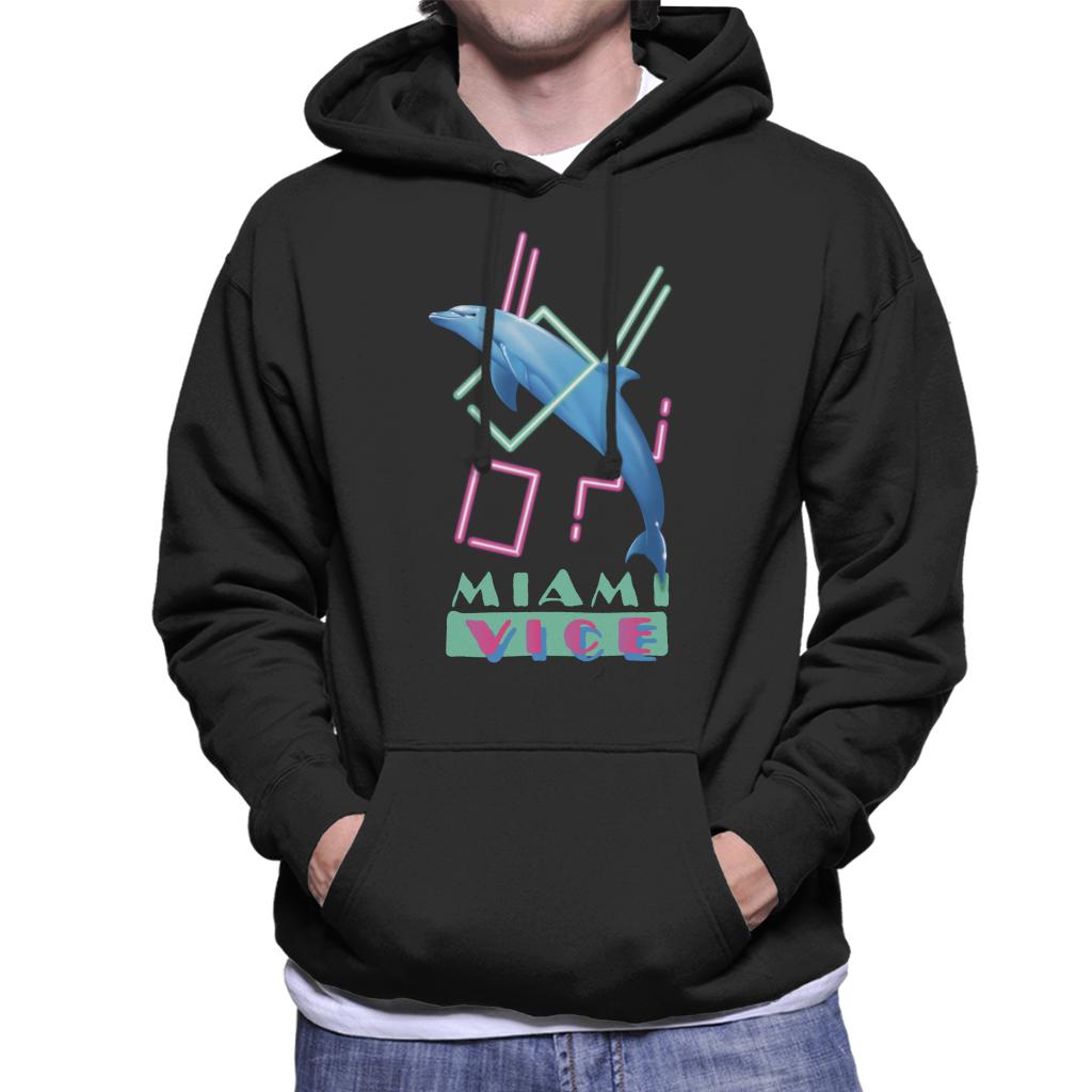 Miami Vice Dolphin Jump Men's Hooded Sweatshirt-ALL + EVERY