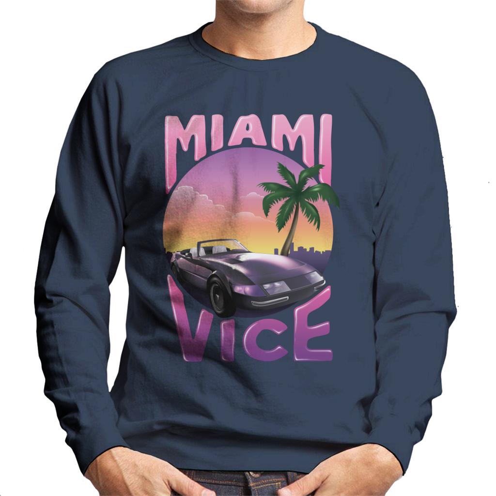 Miami Vice Car And Palm Tree Men's Sweatshirt-ALL + EVERY