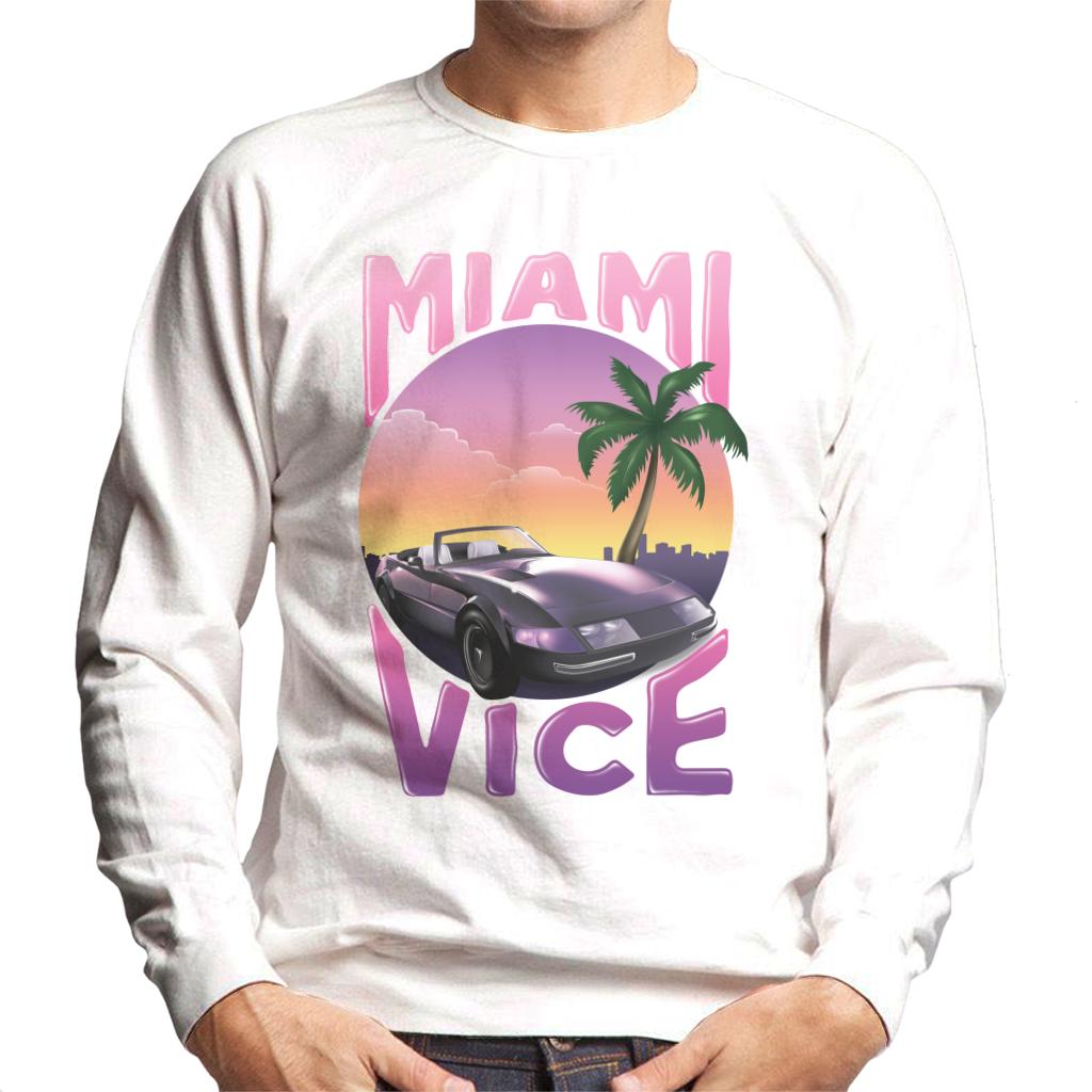 Miami Vice Car And Palm Tree Men's Sweatshirt-ALL + EVERY