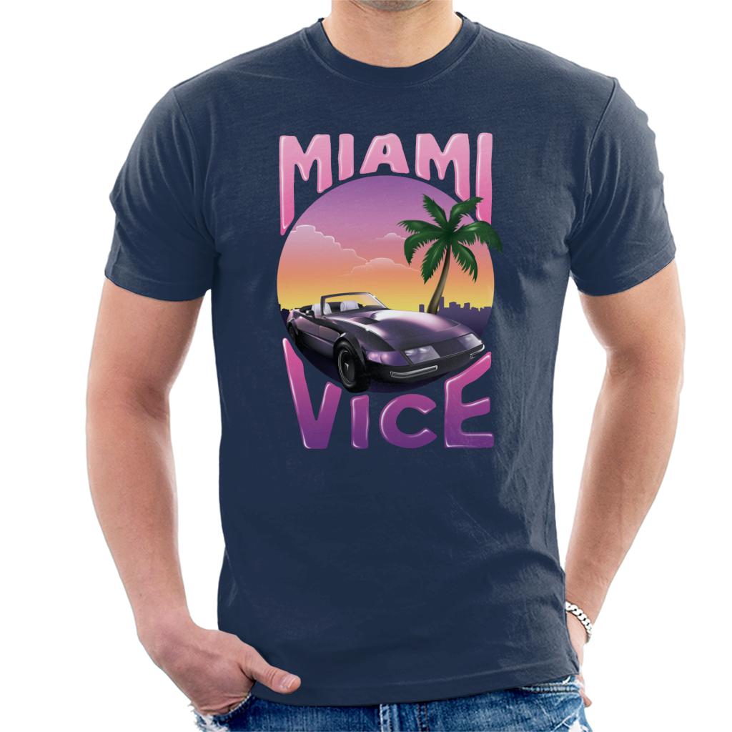 Miami Vice Car And Palm Tree Men's T-Shirt-ALL + EVERY