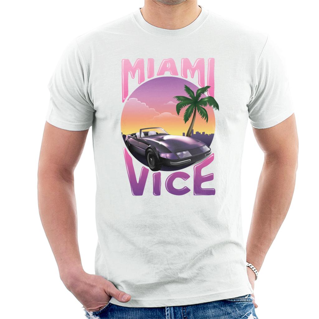 Miami Vice Car And Palm Tree Men's T-Shirt-ALL + EVERY