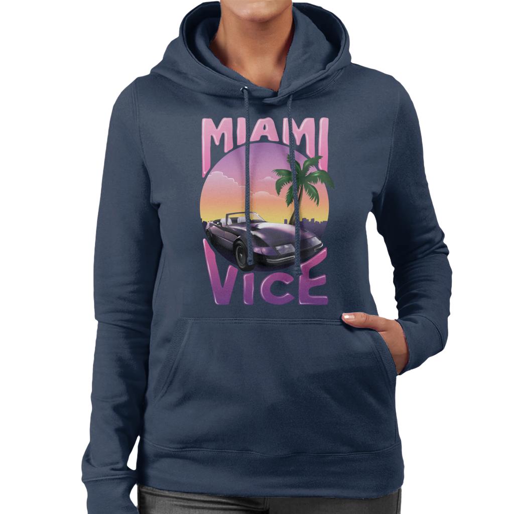 Miami Vice Car And Palm Tree Women's Hooded Sweatshirt-ALL + EVERY