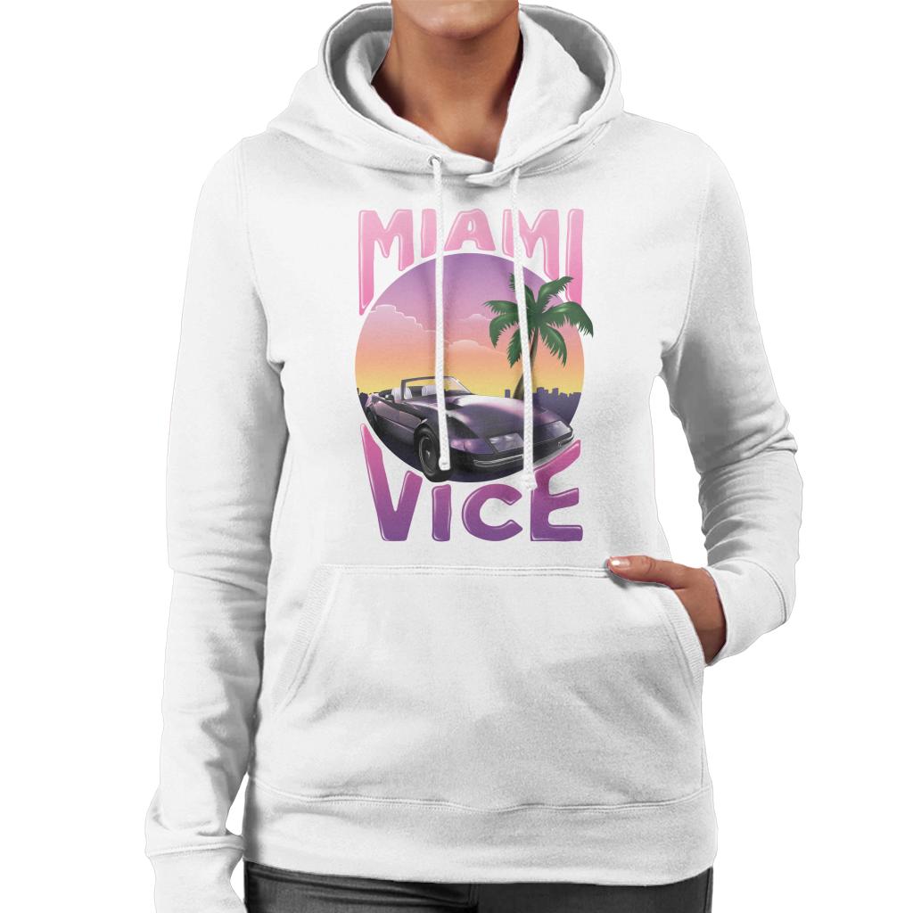 Miami Vice Car And Palm Tree Women's Hooded Sweatshirt-ALL + EVERY