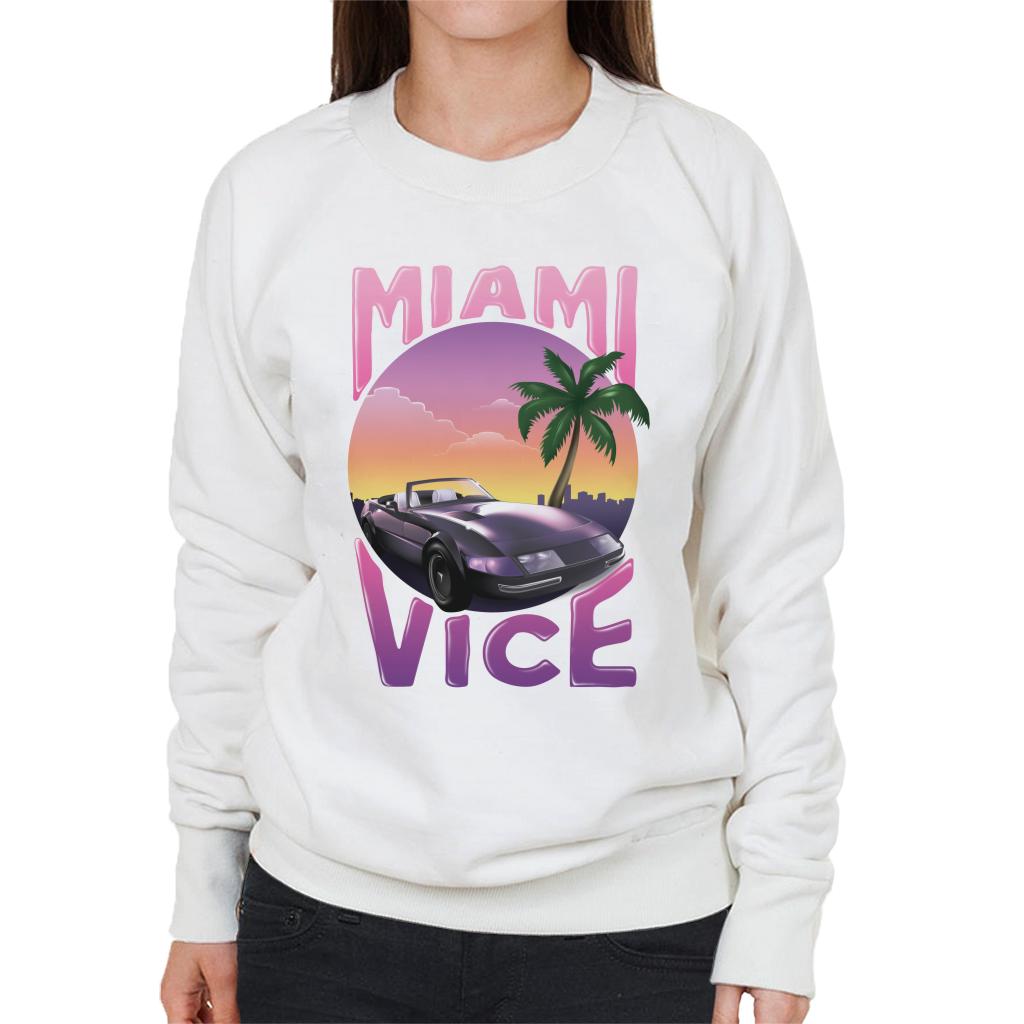 Miami Vice Car And Palm Tree Women's Sweatshirt-ALL + EVERY