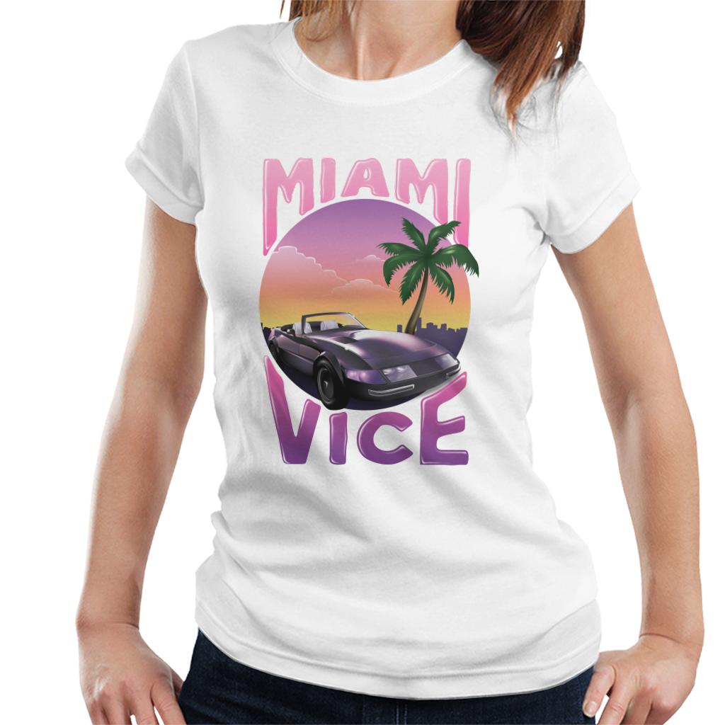 Miami Vice Car And Palm Tree Women's T-Shirt-ALL + EVERY