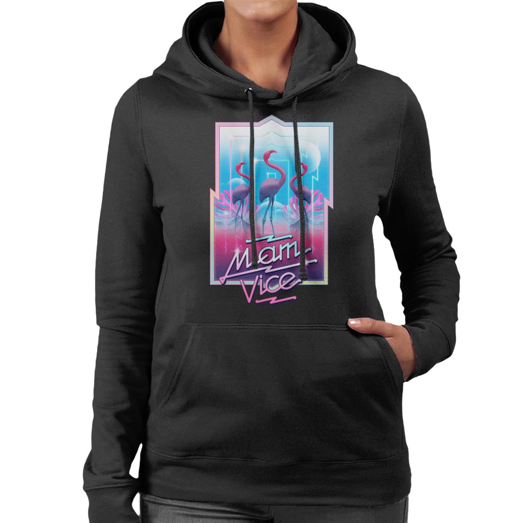 Miami Vice 3 Flamingos Women's Hooded Sweatshirt-ALL + EVERY