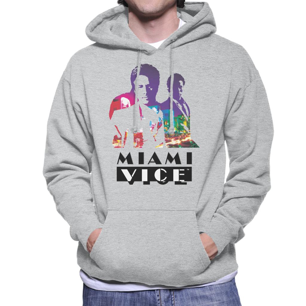 Miami Vice Sonny And Rico City Lights Silhouette Men's Hooded Sweatshirt-ALL + EVERY