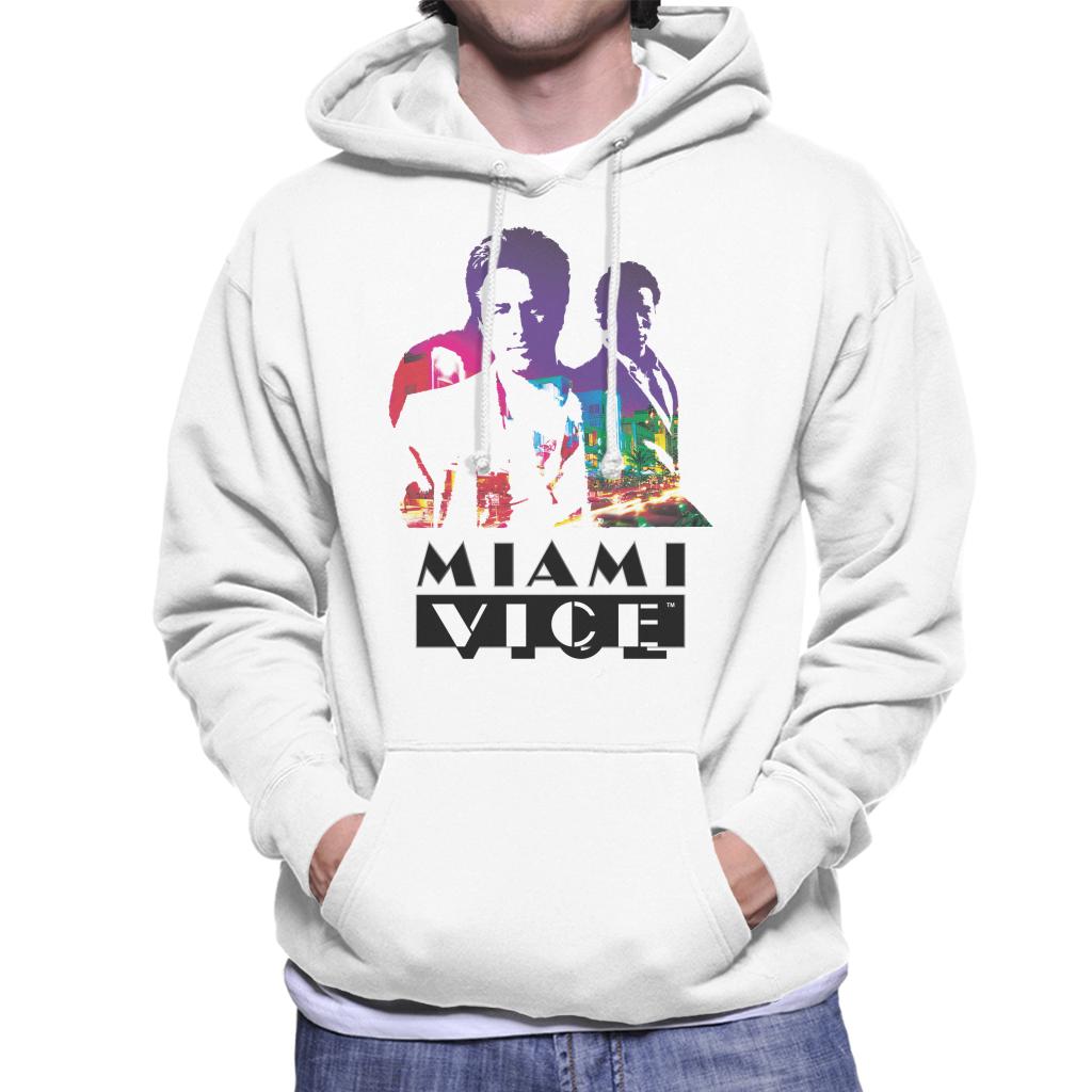 Miami Vice Sonny And Rico City Lights Silhouette Men's Hooded Sweatshirt-ALL + EVERY