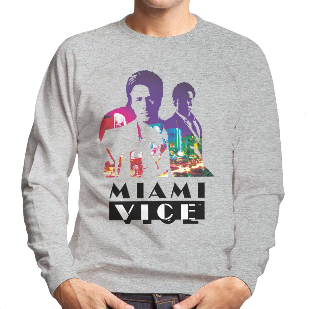 Miami Vice Sonny And Rico City Lights Silhouette Men's Sweatshirt-ALL + EVERY