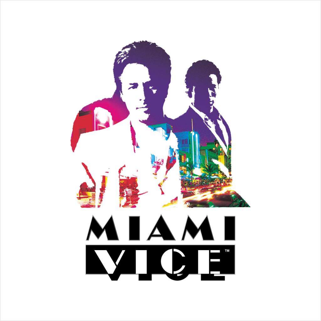 Miami Vice Sonny And Rico City Lights Silhouette Men's T-Shirt-ALL + EVERY