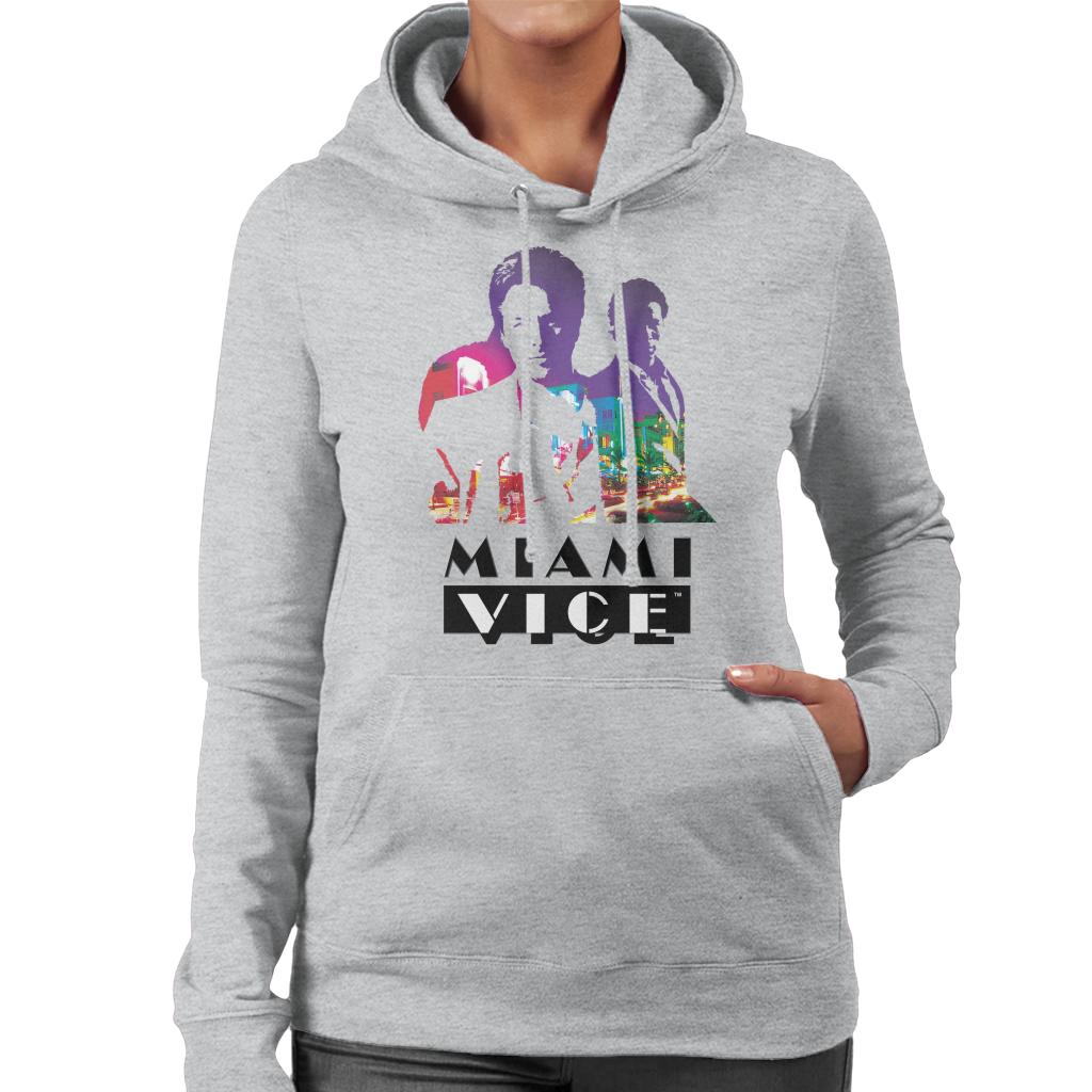 Miami Vice Sonny And Rico City Lights Silhouette Women's Hooded Sweatshirt-ALL + EVERY