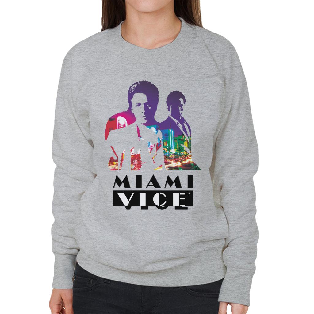 Miami Vice Sonny And Rico City Lights Silhouette Women's Sweatshirt-ALL + EVERY