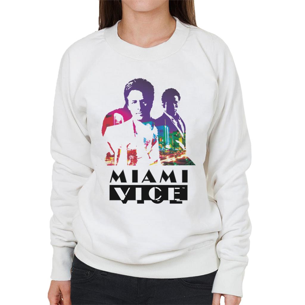 Miami Vice Sonny And Rico City Lights Silhouette Women's Sweatshirt-ALL + EVERY