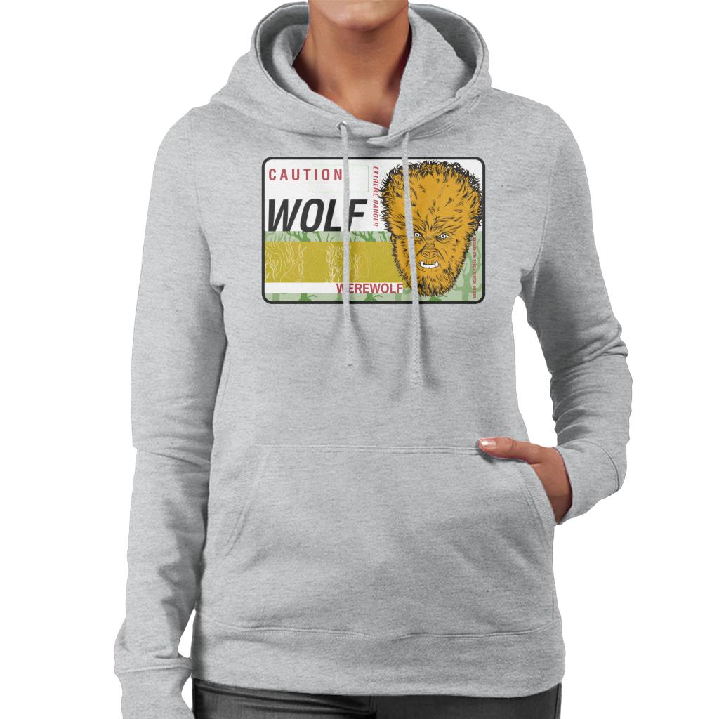 The Wolf Man Caution Extreme Danger Women's Hooded Sweatshirt-ALL + EVERY