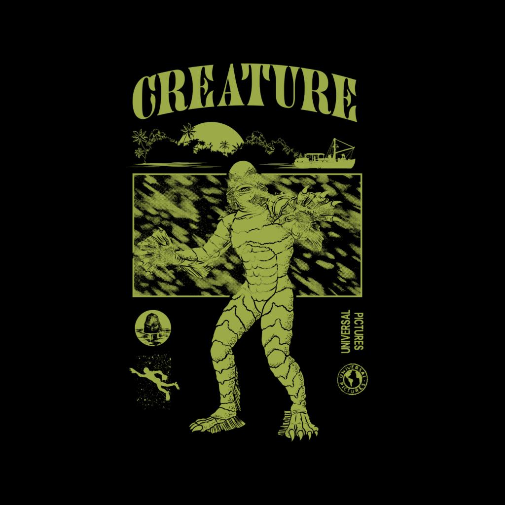 The Creature From The Black Lagoon Sunset Boat Men's T-Shirt-ALL + EVERY