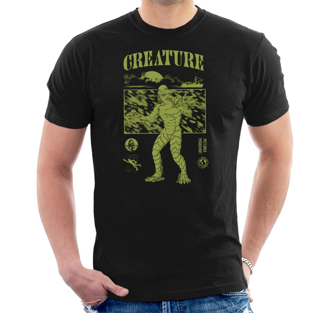 The Creature From The Black Lagoon Sunset Boat Men's T-Shirt-ALL + EVERY