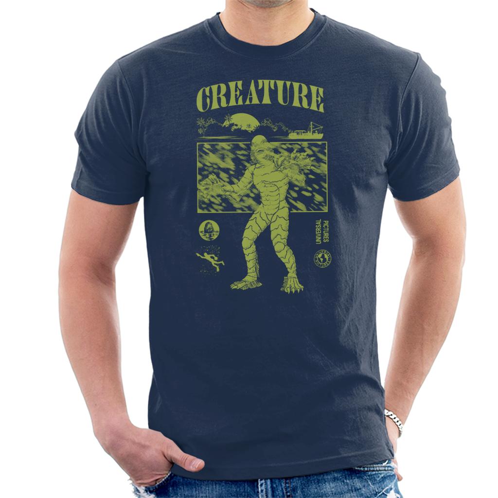 The Creature From The Black Lagoon Sunset Boat Men's T-Shirt-ALL + EVERY