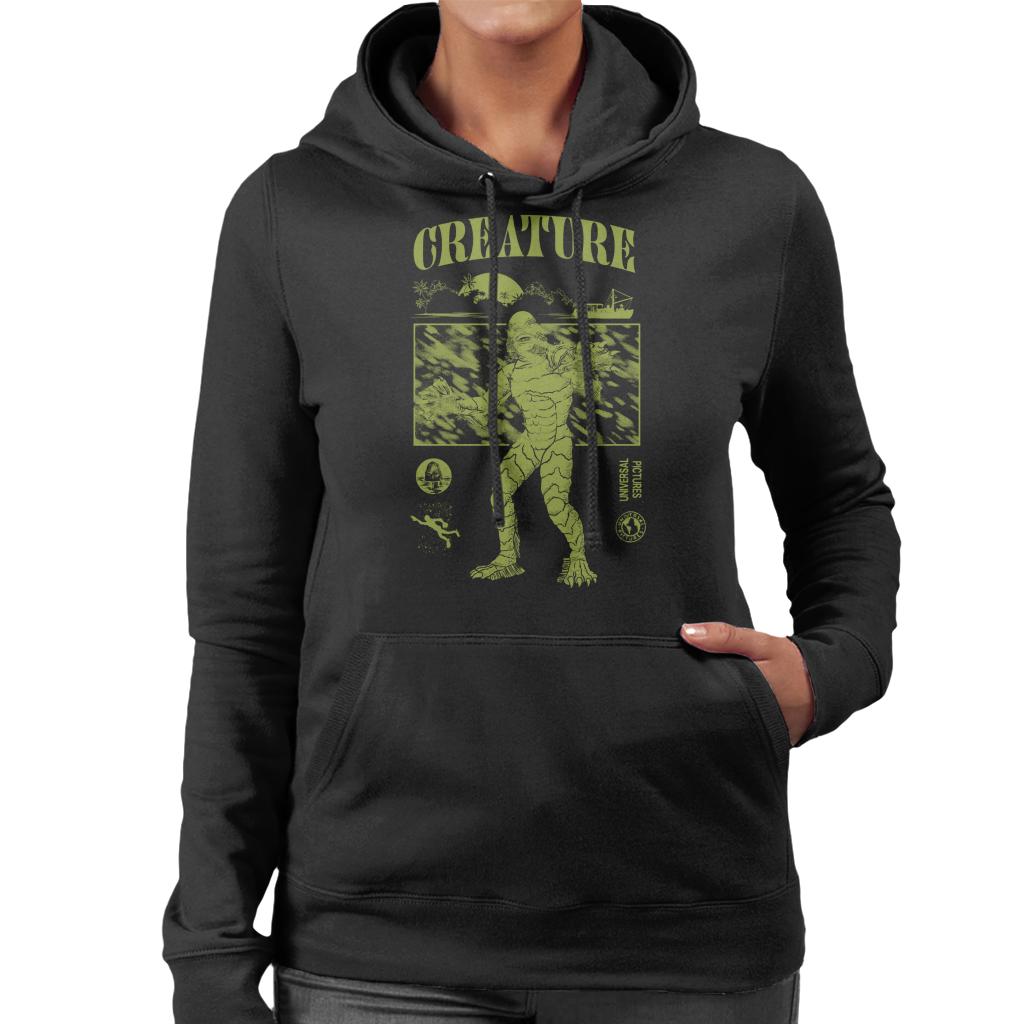 The Creature From The Black Lagoon Sunset Boat Women's Hooded Sweatshirt-ALL + EVERY