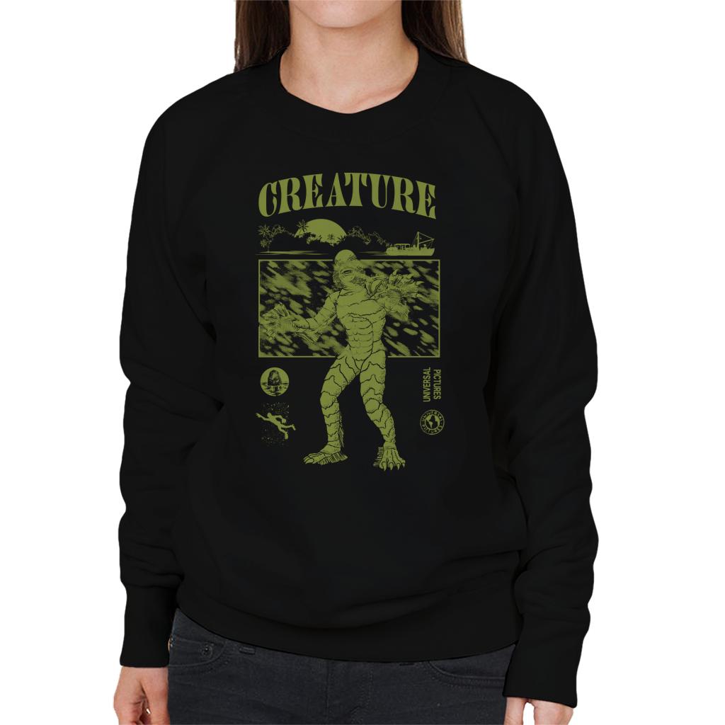 The Creature From The Black Lagoon Sunset Boat Women's Sweatshirt-ALL + EVERY