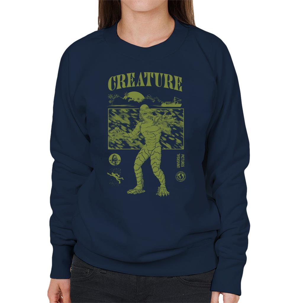 The Creature From The Black Lagoon Sunset Boat Women's Sweatshirt-ALL + EVERY