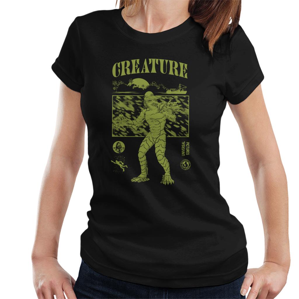 The Creature From The Black Lagoon Sunset Boat Women's T-Shirt-ALL + EVERY