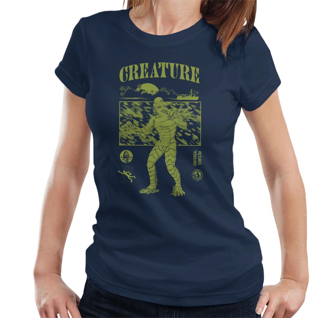 The Creature From The Black Lagoon Sunset Boat Women's T-Shirt-ALL + EVERY