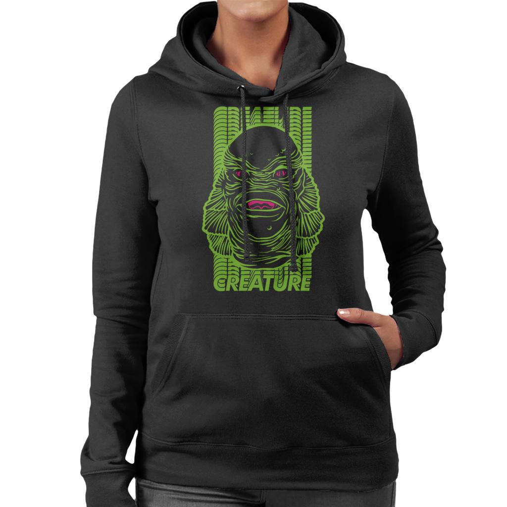 The Creature From The Black Lagoon Head Illustration Women's Hooded Sweatshirt-ALL + EVERY