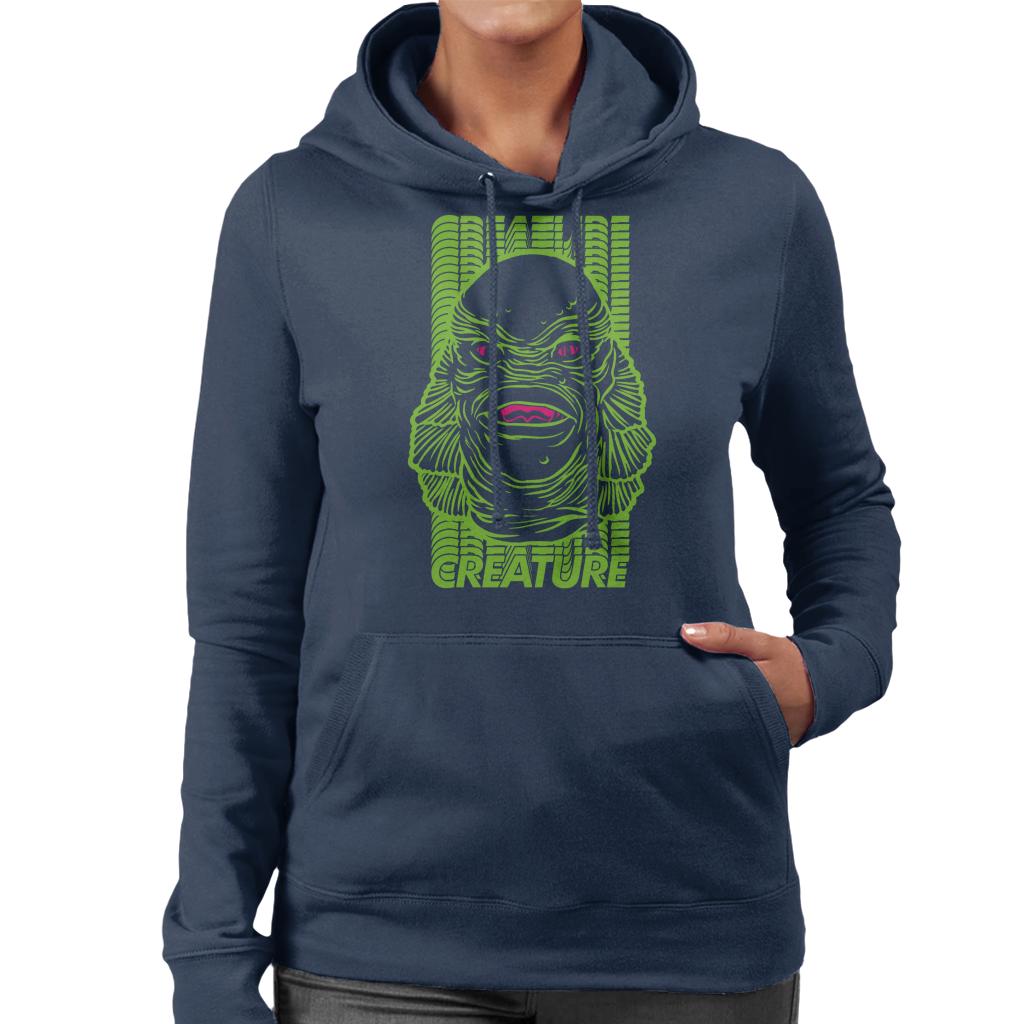 The Creature From The Black Lagoon Head Illustration Women's Hooded Sweatshirt-ALL + EVERY