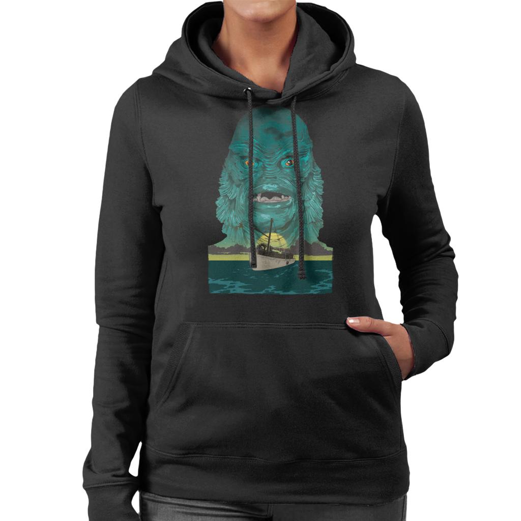 The Creature From The Black Lagoon Demon Head Boat Women's Hooded Sweatshirt-ALL + EVERY