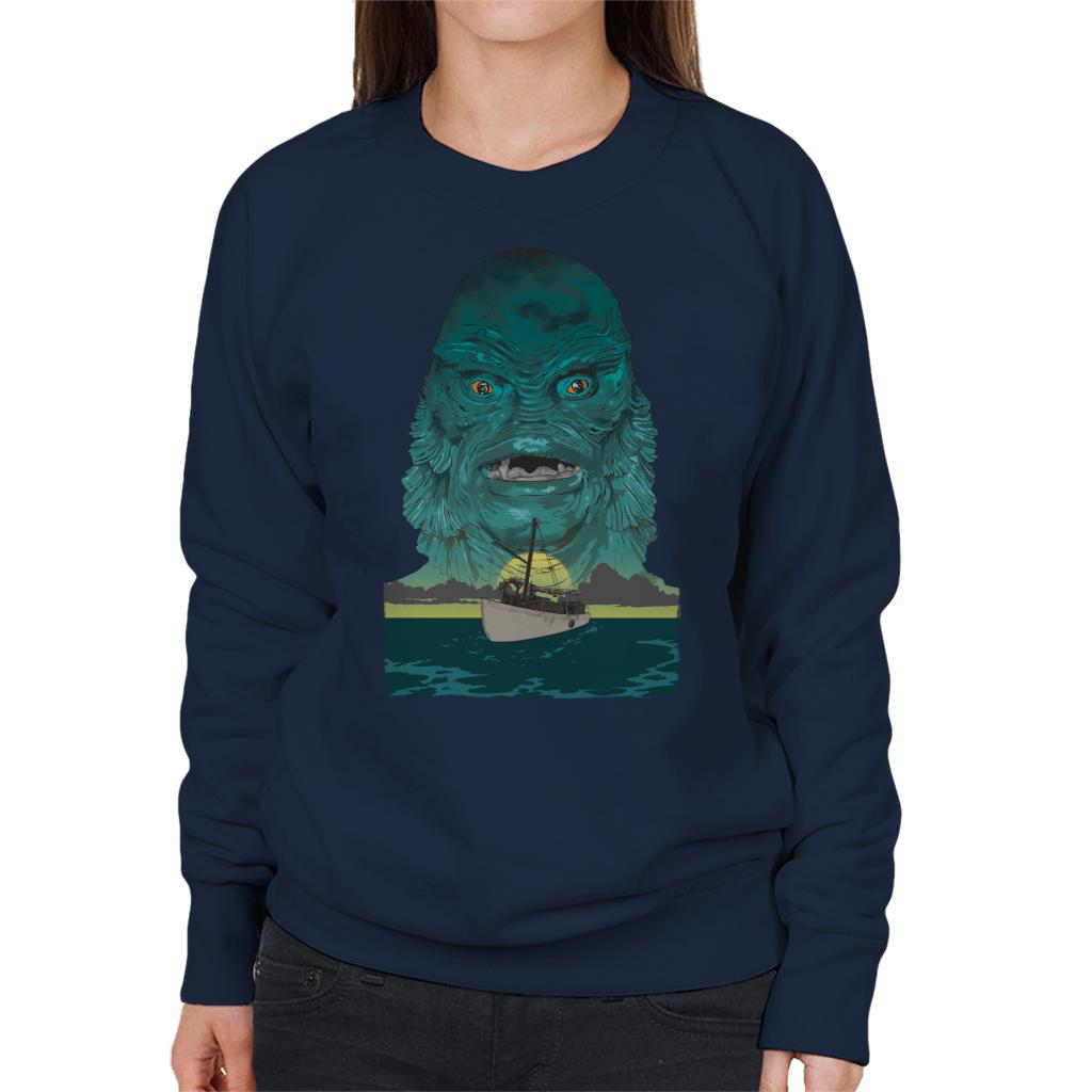 The Creature From The Black Lagoon Demon Head Boat Women's Sweatshirt-ALL + EVERY