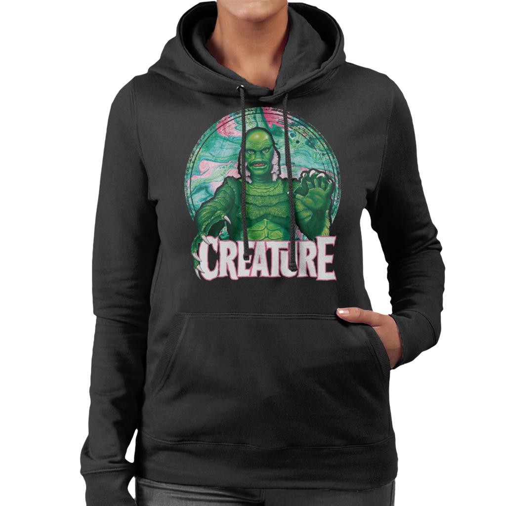 Creature From The Black Lagoon Mix Circle Women's Hooded Sweatshirt-ALL + EVERY