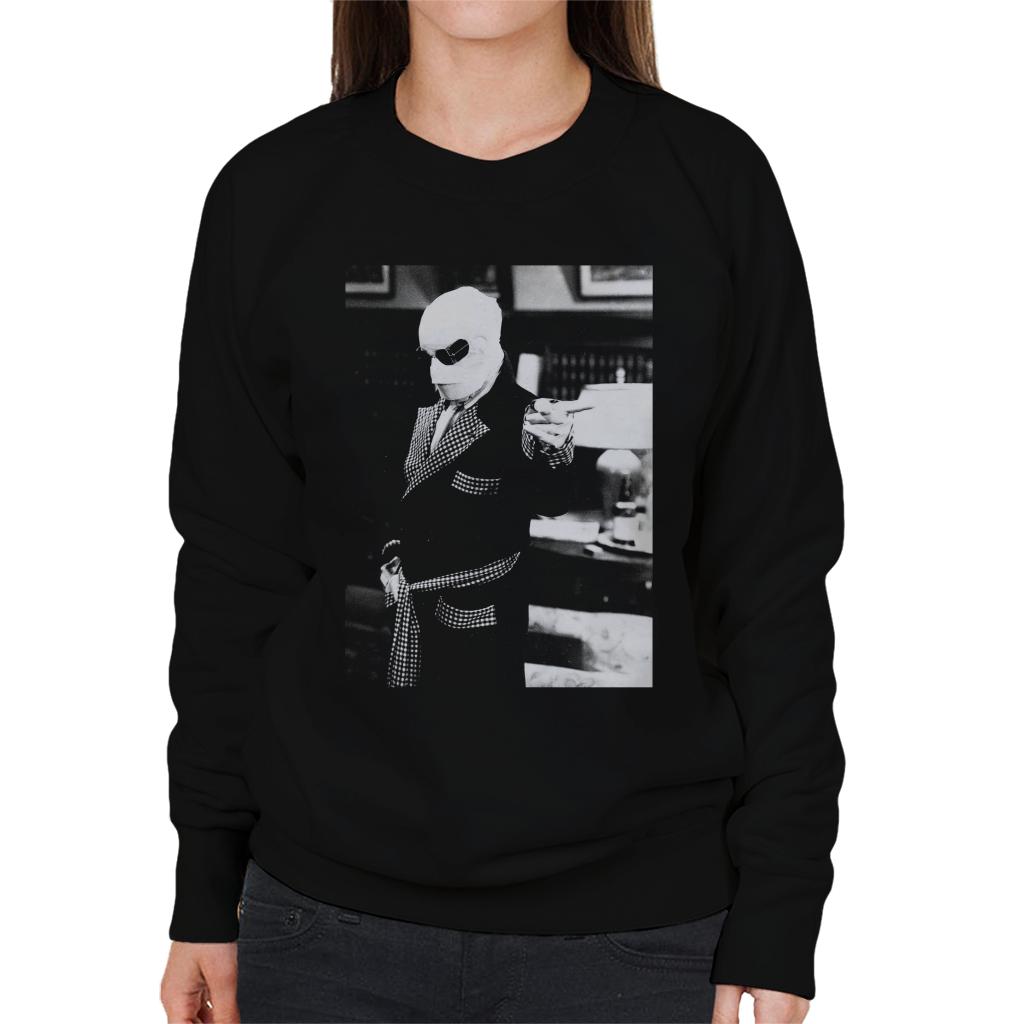 The Invisible Man Pointing Off Screen Women's Sweatshirt-ALL + EVERY