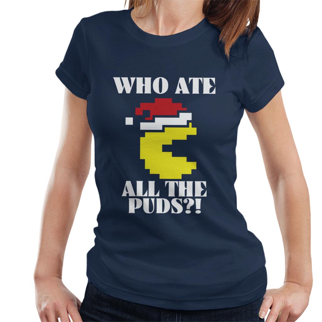 Pac-Man Christmas Who Ate All The Puds Women's T-Shirt-ALL + EVERY